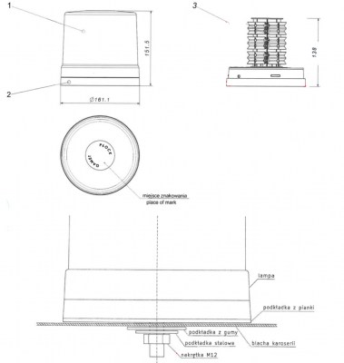 Lampa SLO5LED rysunek techniczny